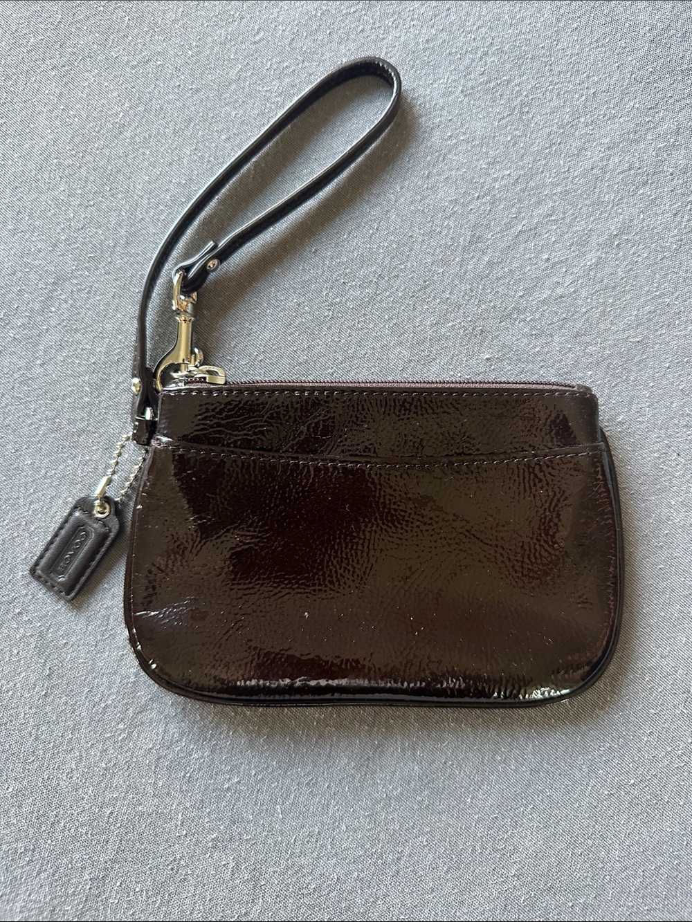 Coach Patent Leather Wristlet - Brown